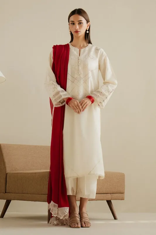 Zara Shahjahan Eid Pret 25 Red – view 1 – Poshaq