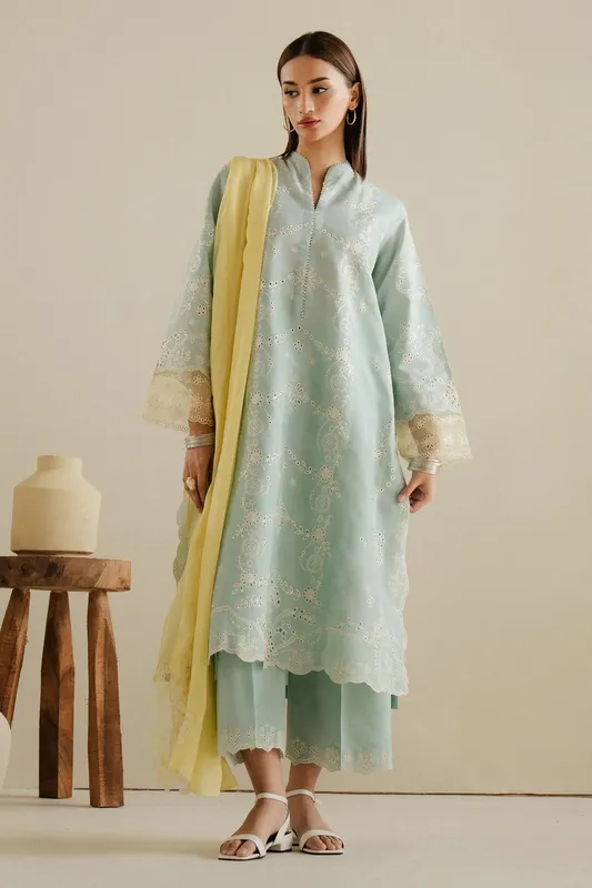 Zara Shahjahan Eid Pret 25 Yellow Organza – view 1 – Poshaq