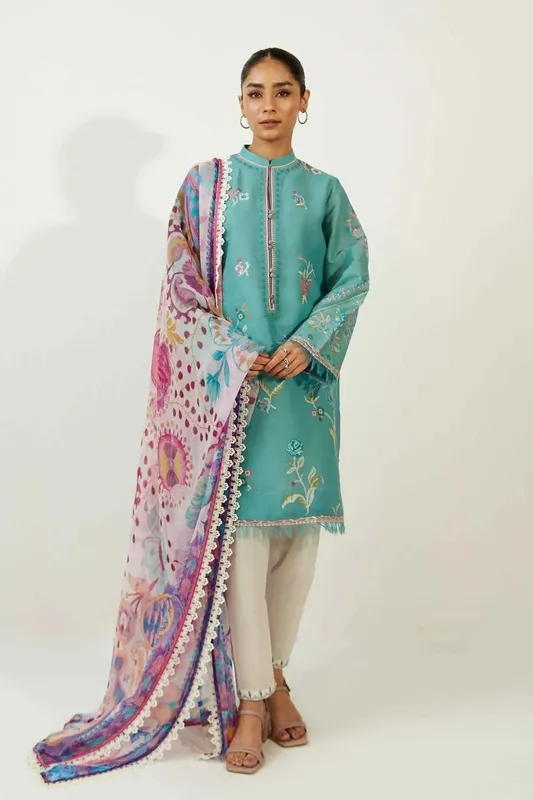 Zara Shahjahan Chiffon – view 1 – Poshaq