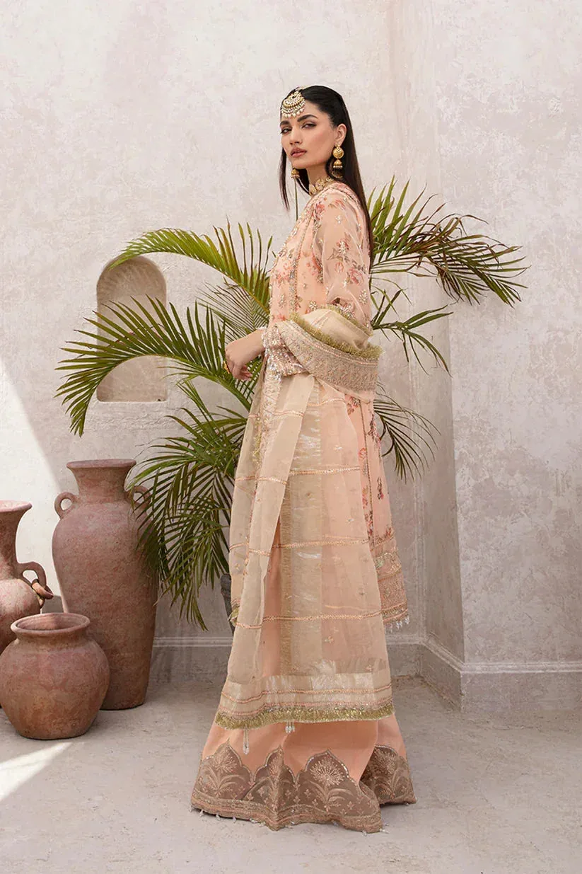Zarposh Jahanara Wedding Formals Peach Raw Silk – view 2 – Poshaq