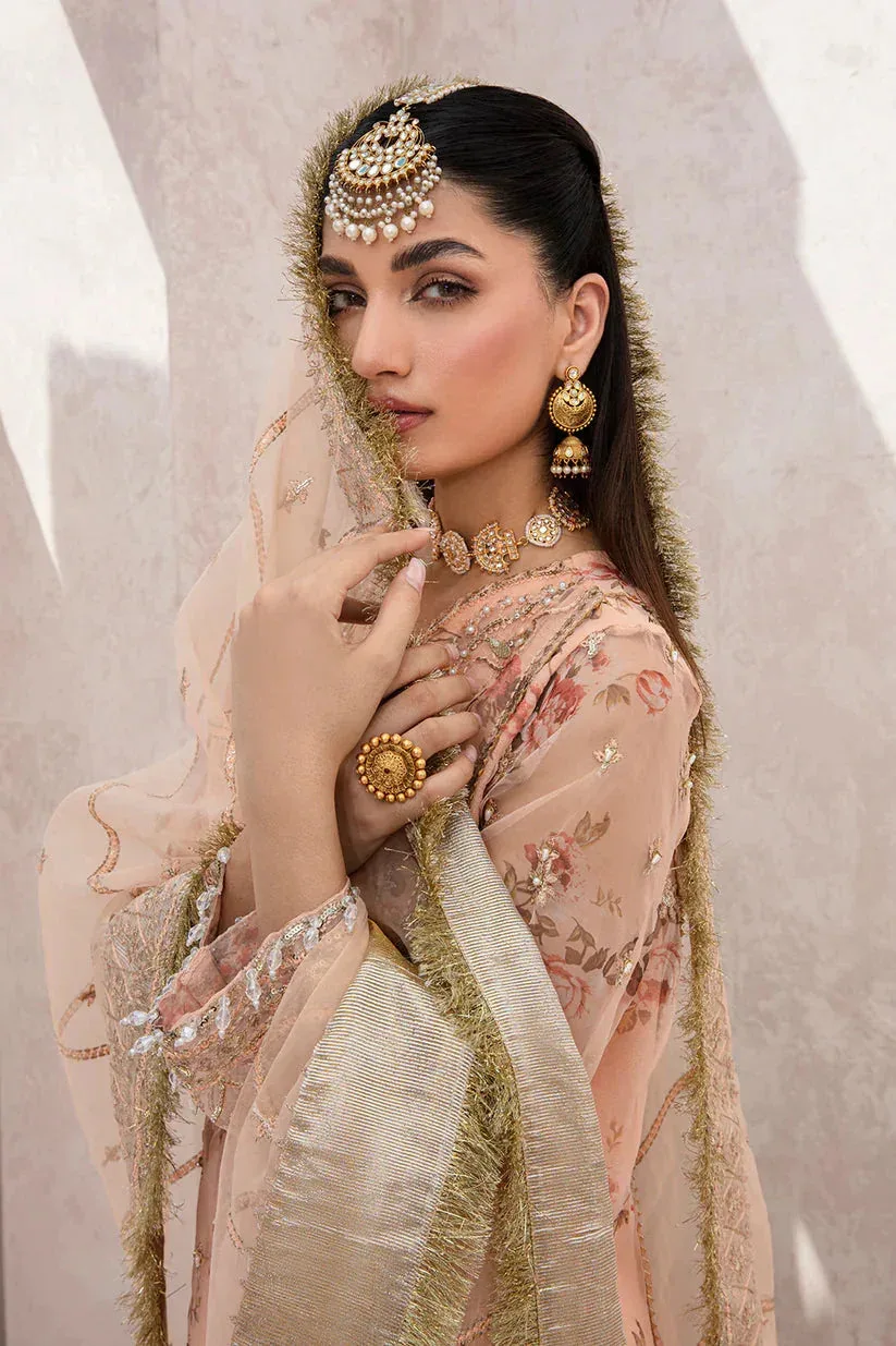 Zarposh Jahanara Wedding Formals Peach Raw Silk – view 4 – Poshaq