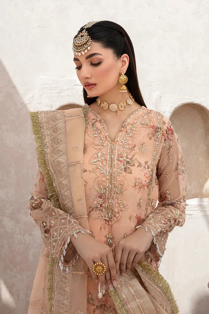 Zarposh Jahanara Wedding Formals Peach Raw Silk – view 5 – Poshaq
