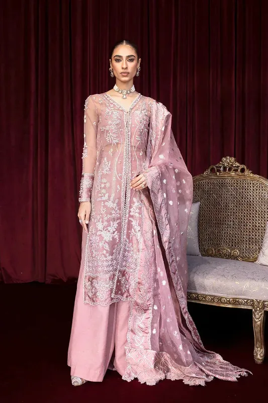 Zarposh Lamhay Wedding Formals Lavender Raw Silk – view 1 – Poshaq
