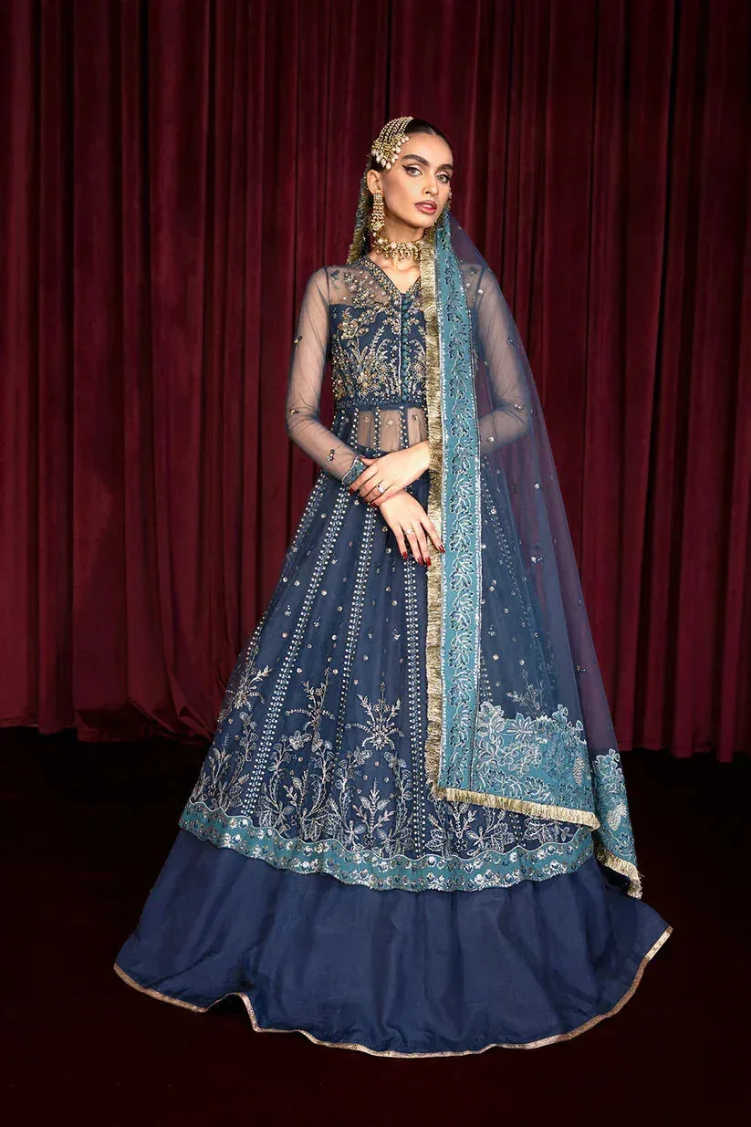 Zarposh Lamhay Wedding Formals Blue Raw Silk – view 1 – Poshaq