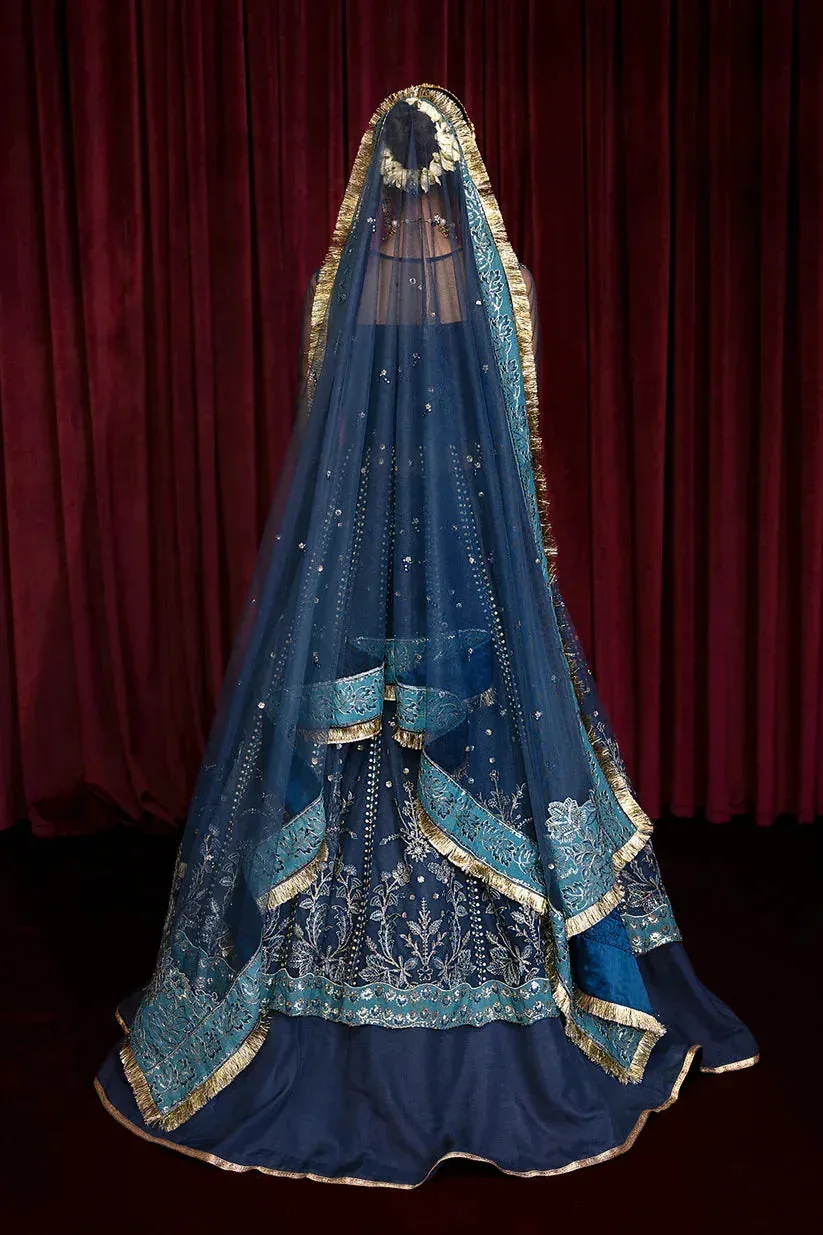 Zarposh Lamhay Wedding Formals Blue Raw Silk – view 2 – Poshaq