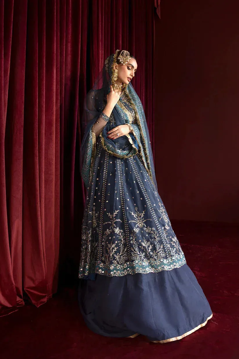 Zarposh Lamhay Wedding Formals Blue Raw Silk – view 4 – Poshaq