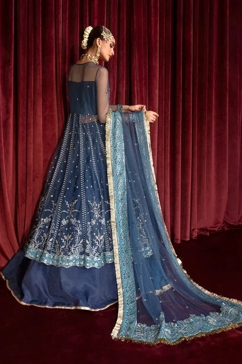 Zarposh Lamhay Wedding Formals Blue Raw Silk – view 6 – Poshaq
