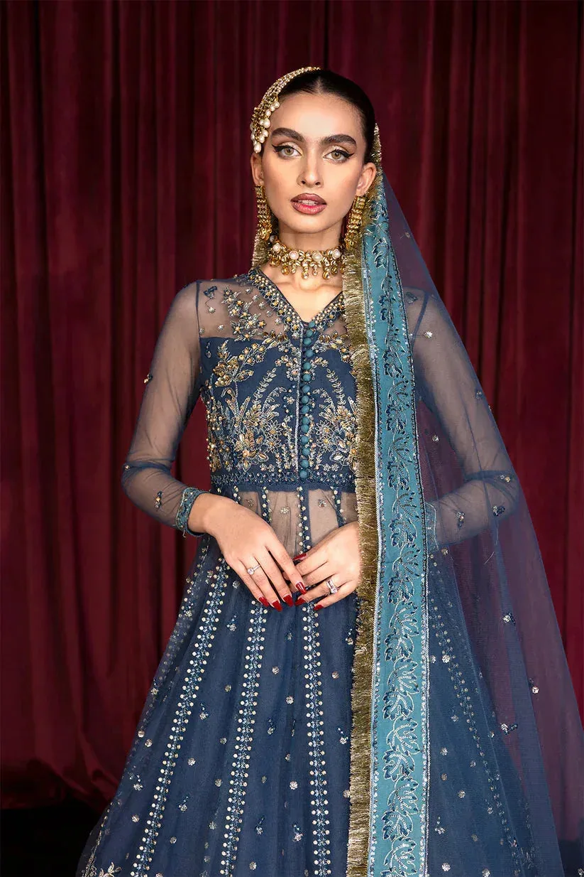 Zarposh Lamhay Wedding Formals Blue Raw Silk – view 8 – Poshaq