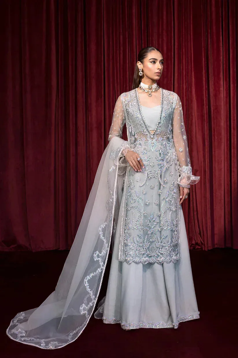 Zarposh Lamhay Wedding Formals Blue Raw Silk – view 1 – Poshaq