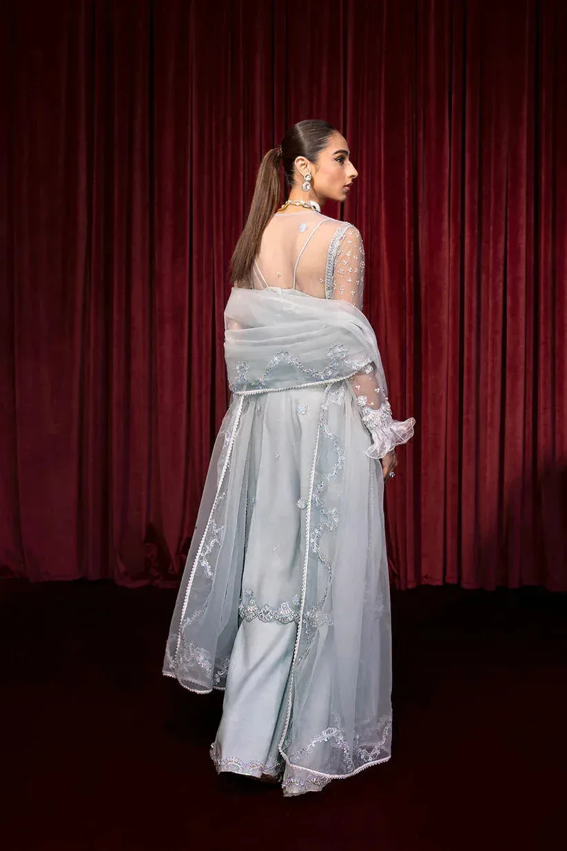 Zarposh Lamhay Wedding Formals Blue Raw Silk – view 2 – Poshaq