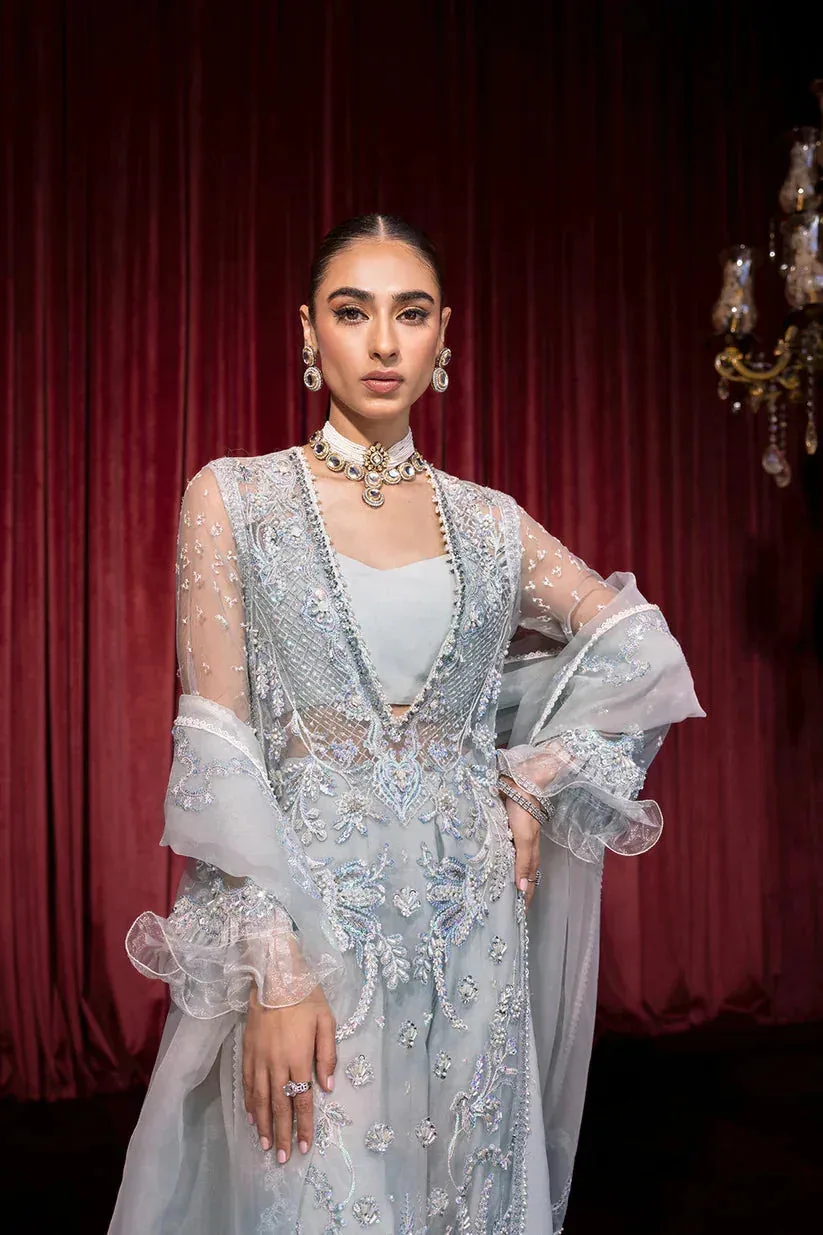Zarposh Lamhay Wedding Formals Blue Raw Silk – view 3 – Poshaq