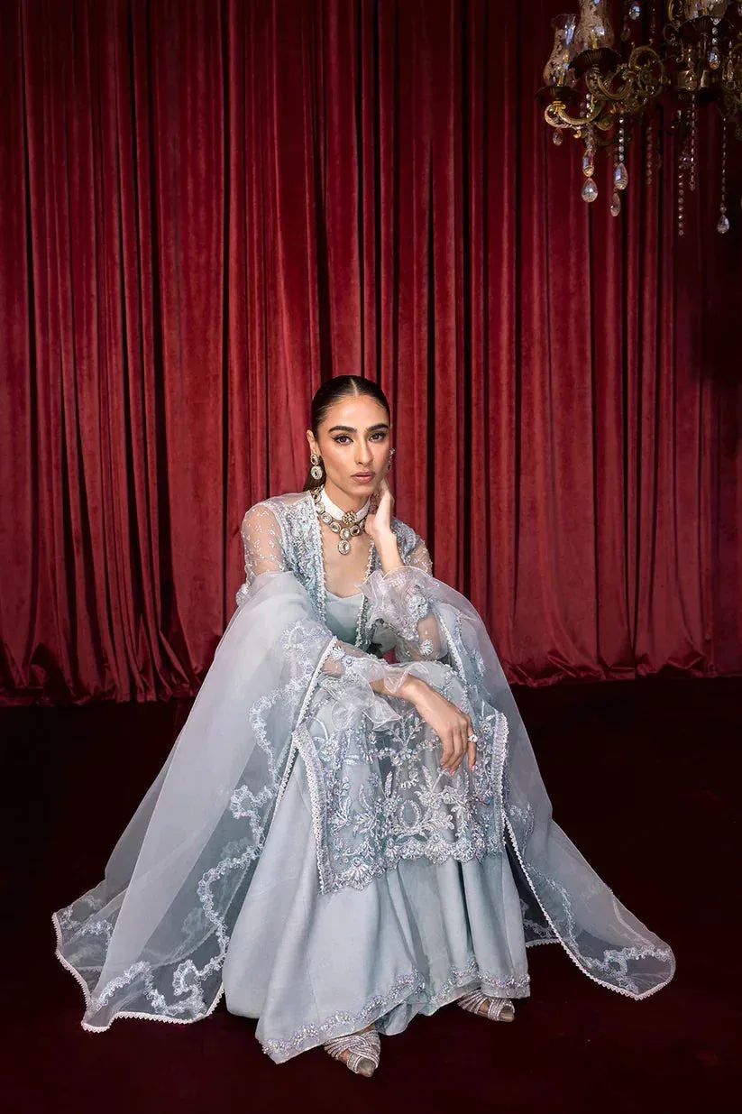 Zarposh Lamhay Wedding Formals Blue Raw Silk – view 5 – Poshaq