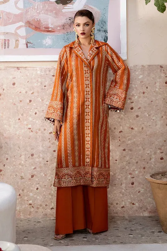 Zarposh Elara Formals Rust Raw Silk – view 1 – Poshaq