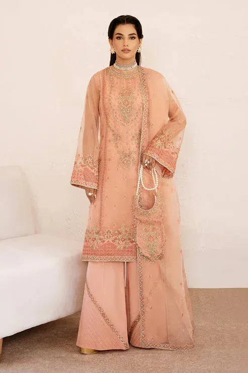 Zarposh Elara Formals Peach Raw Silk – view 1 – Poshaq