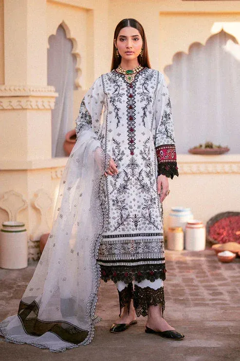 Zarposh Sangat Lawn White Organza – view 1 – Poshaq