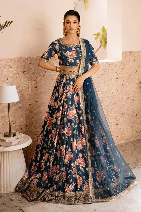 Zarposh Elara Formals Teal Raw Silk – view 1 – Poshaq