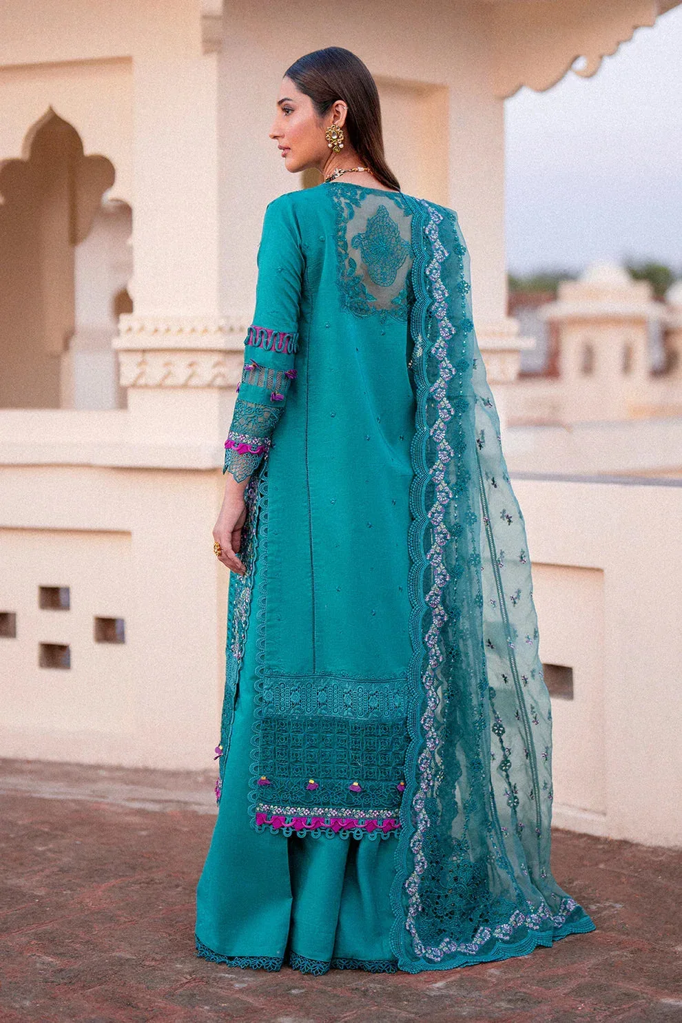 Zarposh Sangat Lawn Blue Organza – view 2 – Poshaq