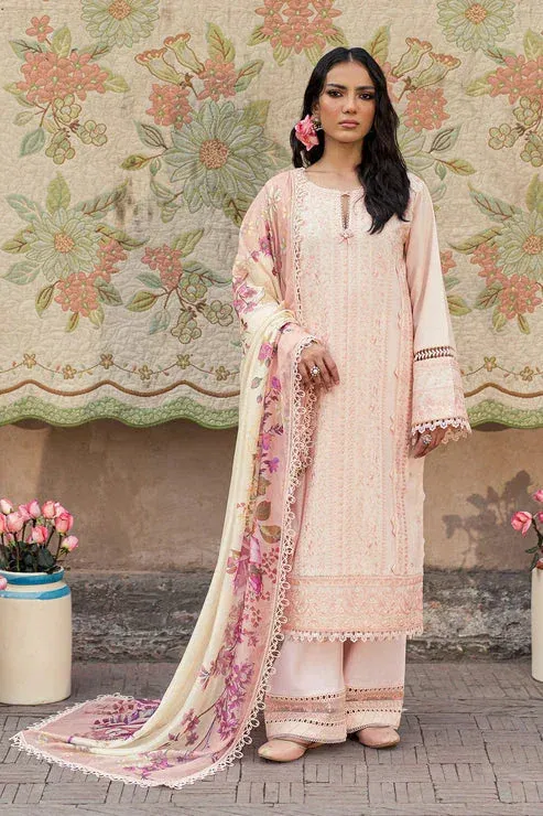 Zarposh Shalamar Lawn Peach Organza – view 1 – Poshaq