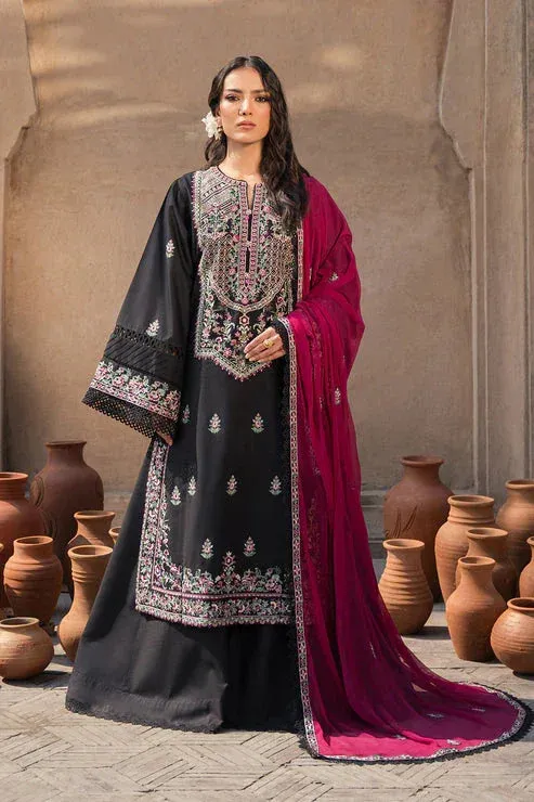 Zarposh Shalamar Lawn Black Organza – view 1 – Poshaq