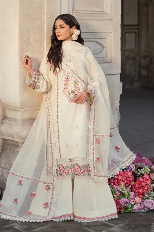 Zarposh Shalamar Lawn White Organza – view 1 – Poshaq