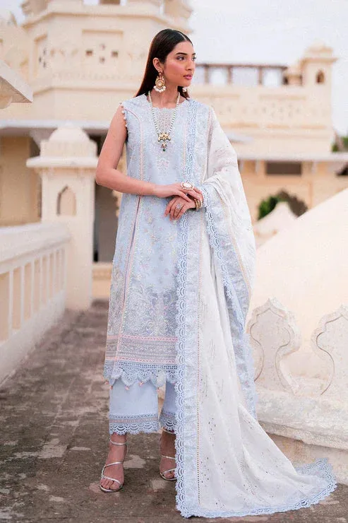 Zarposh Sangat Lawn Blue Organza – view 1 – Poshaq