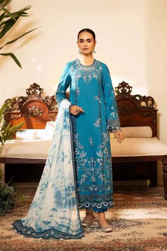 Zarposh Sajni Lawn 25 Organza – view 1 – Poshaq