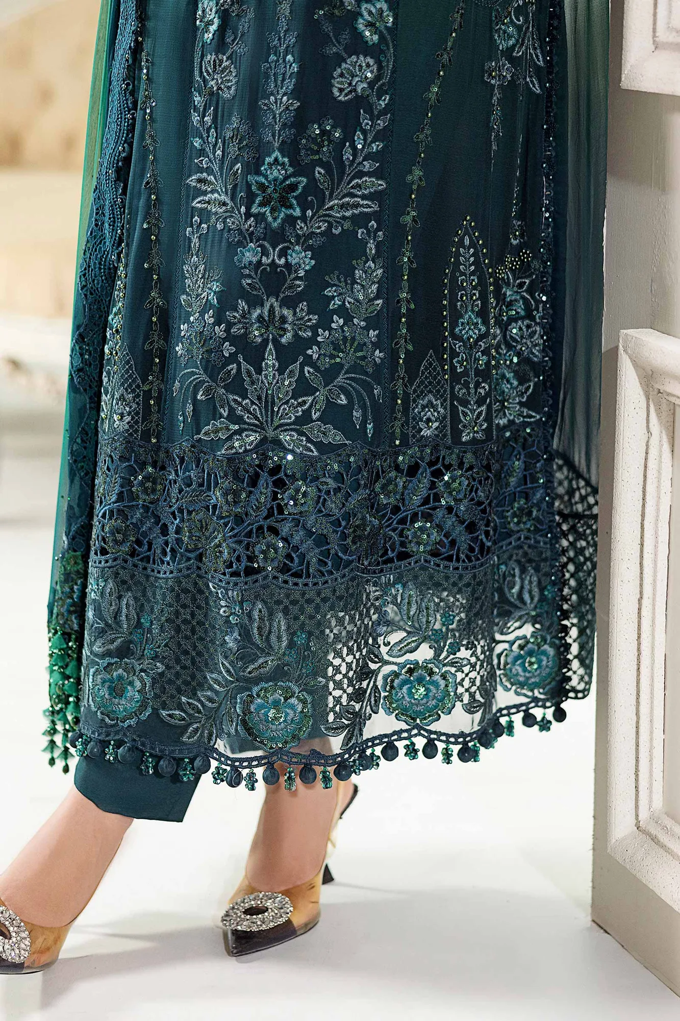 Maria B Green Raw Silk – view 6 – Poshaq