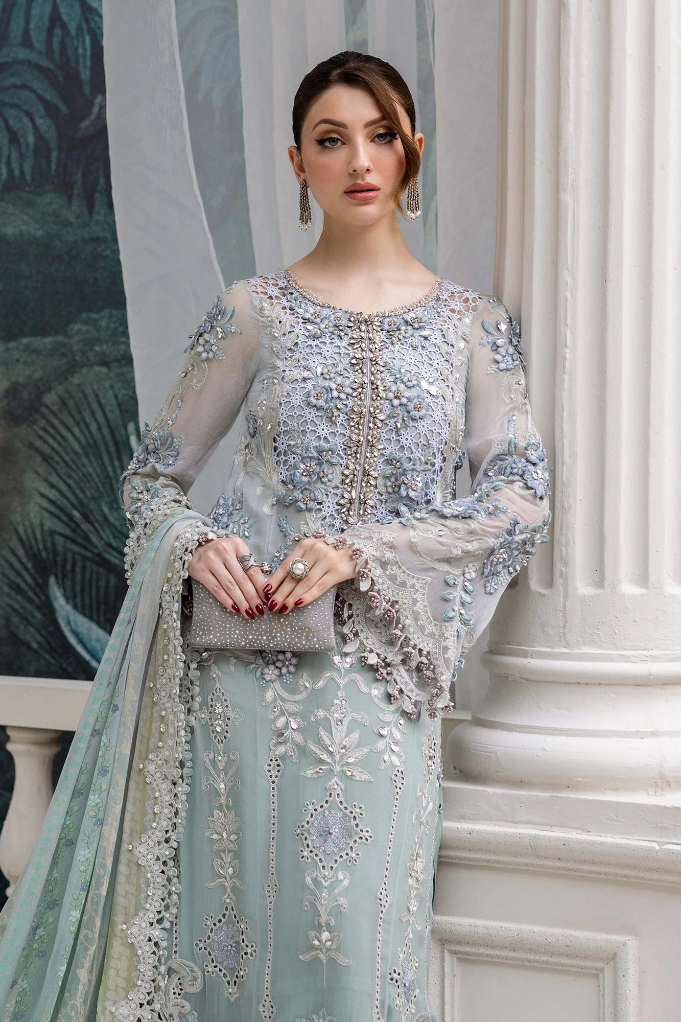 Maria B Green Raw Silk – view 2 – Poshaq