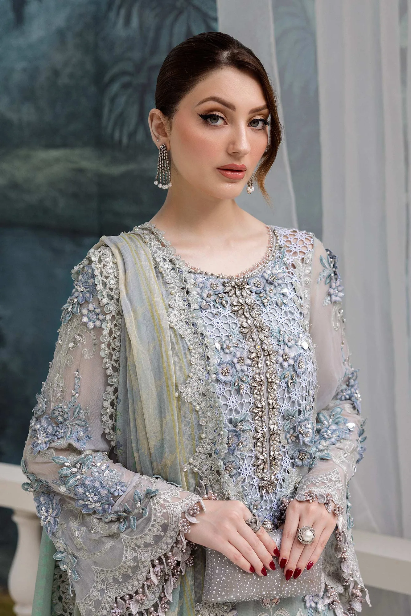 Maria B Green Raw Silk – view 3 – Poshaq