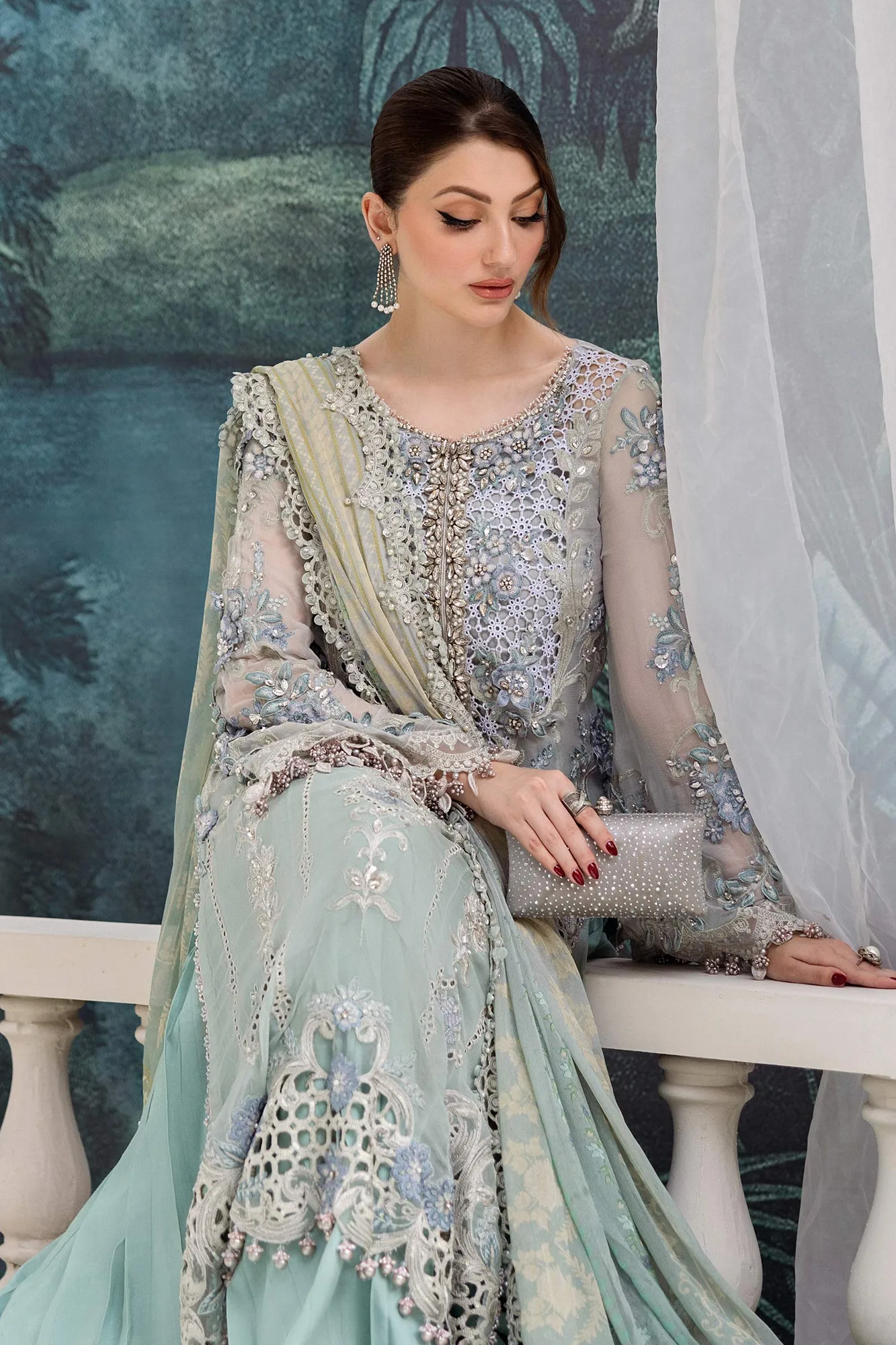 Maria B Green Raw Silk – view 4 – Poshaq