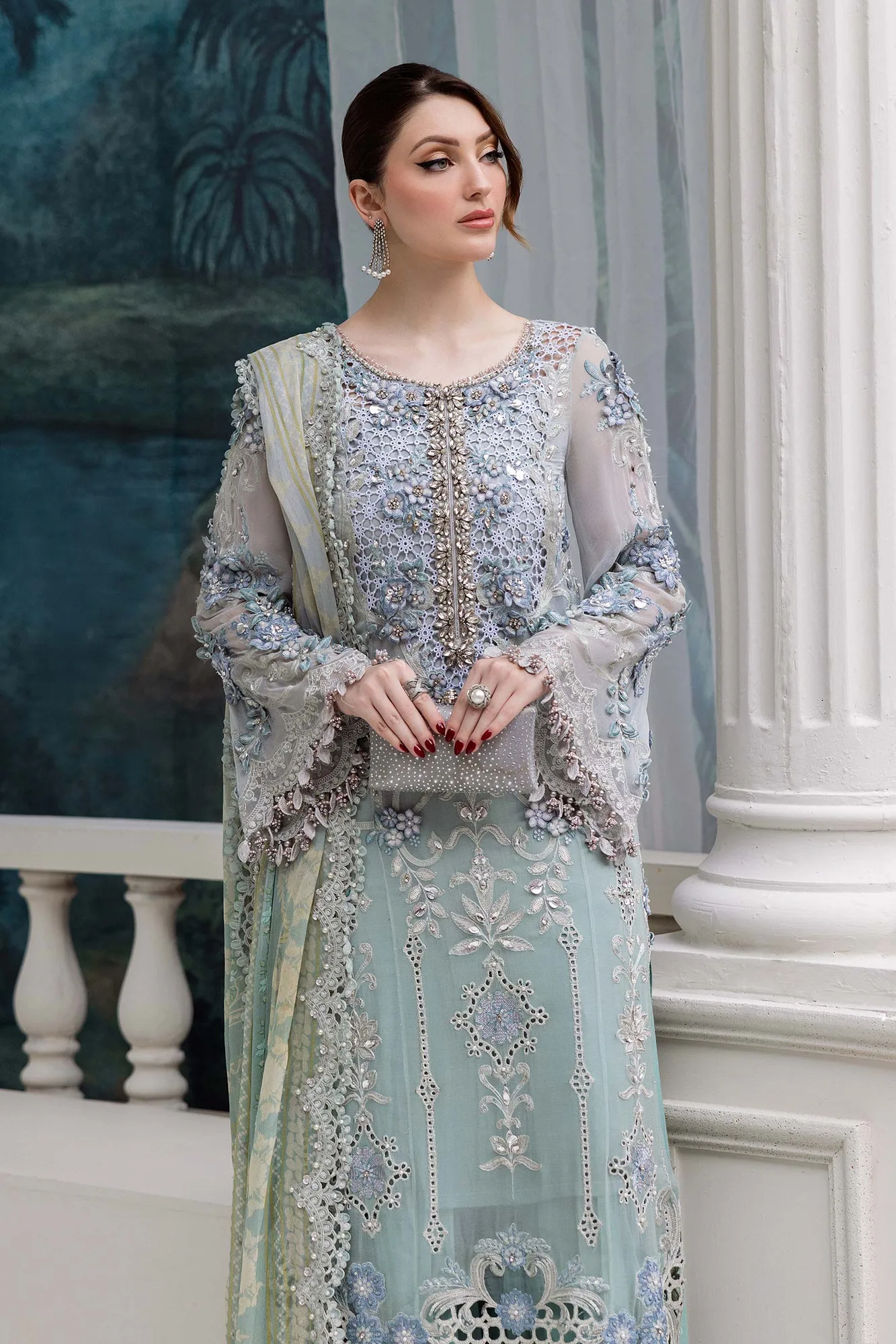 Maria B Green Raw Silk – view 5 – Poshaq