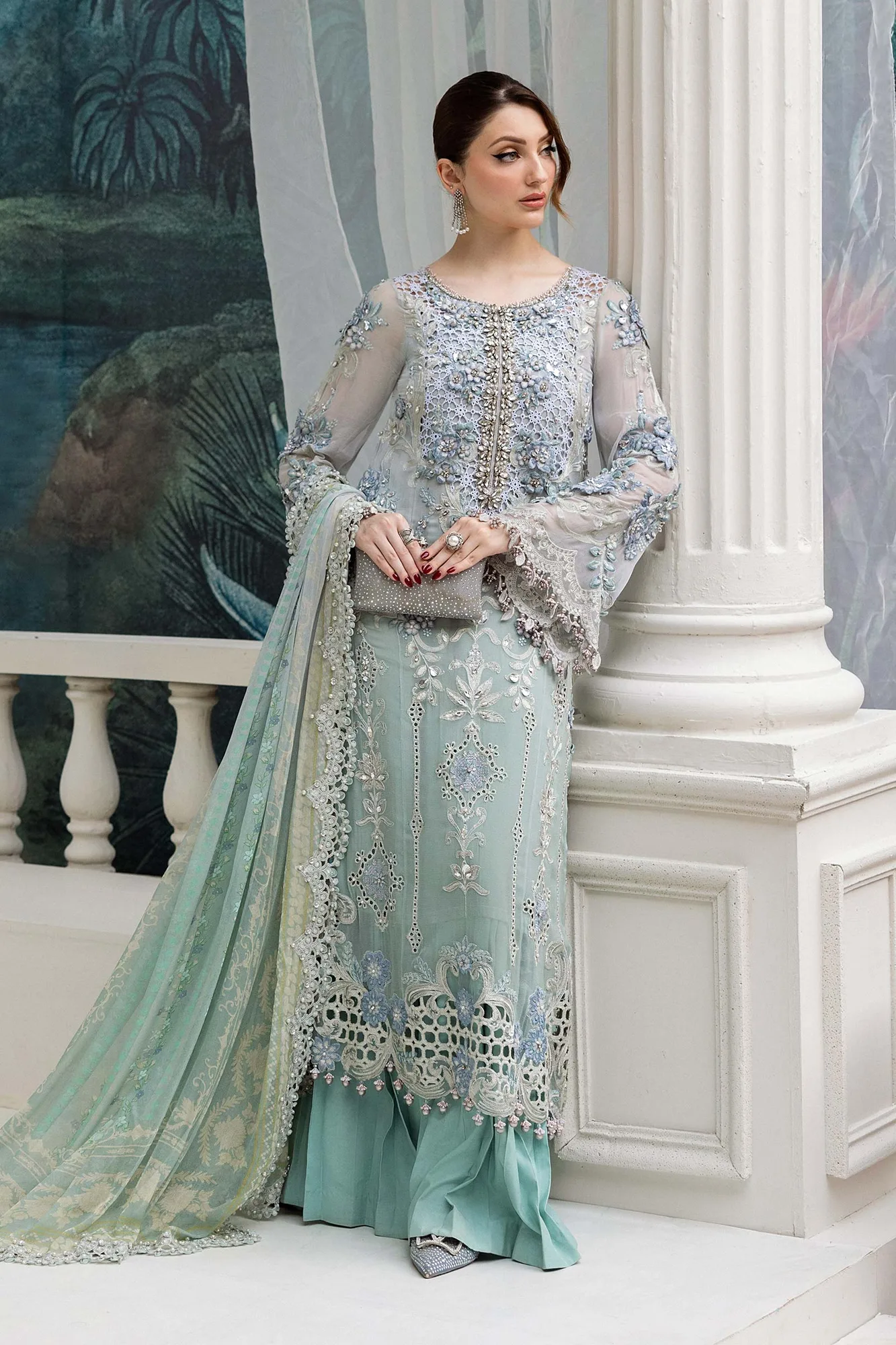 Maria B Green Raw Silk – view 6 – Poshaq