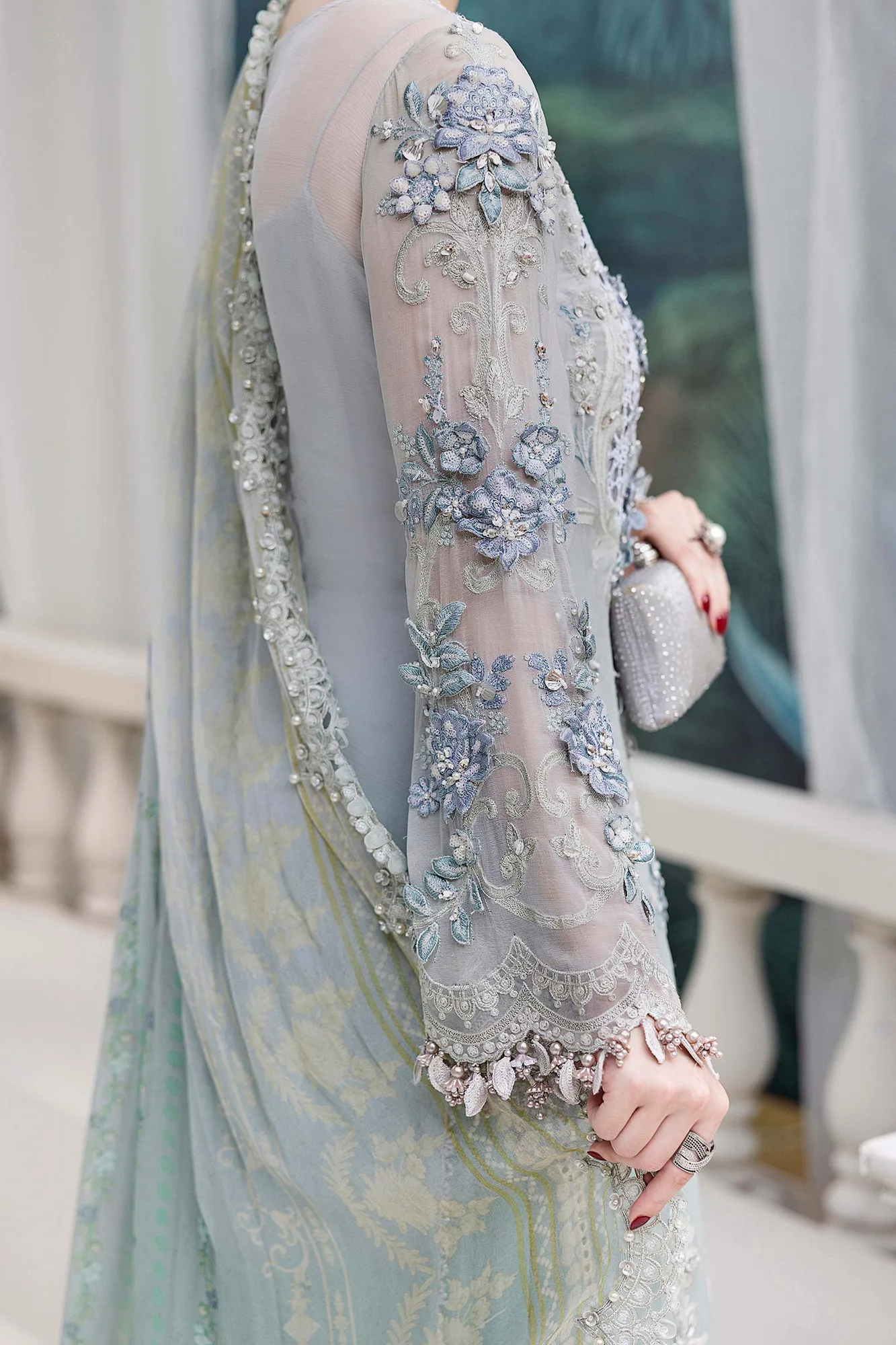 Maria B Green Raw Silk – view 7 – Poshaq