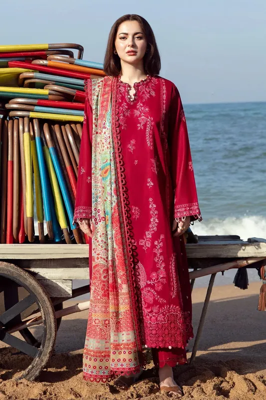 Zaha Embroidered Lawn Collection Red Organza – view 1 – Poshaq