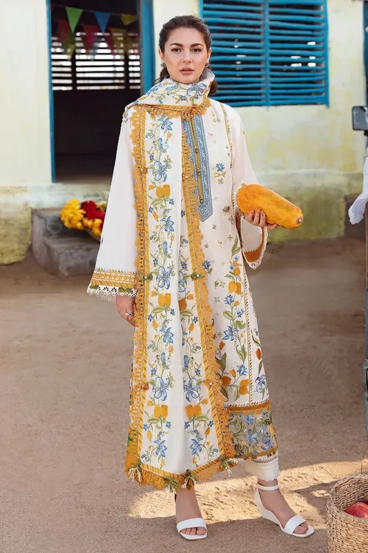Zaha Embroidered Lawn Collection White Organza – view 1 – Poshaq