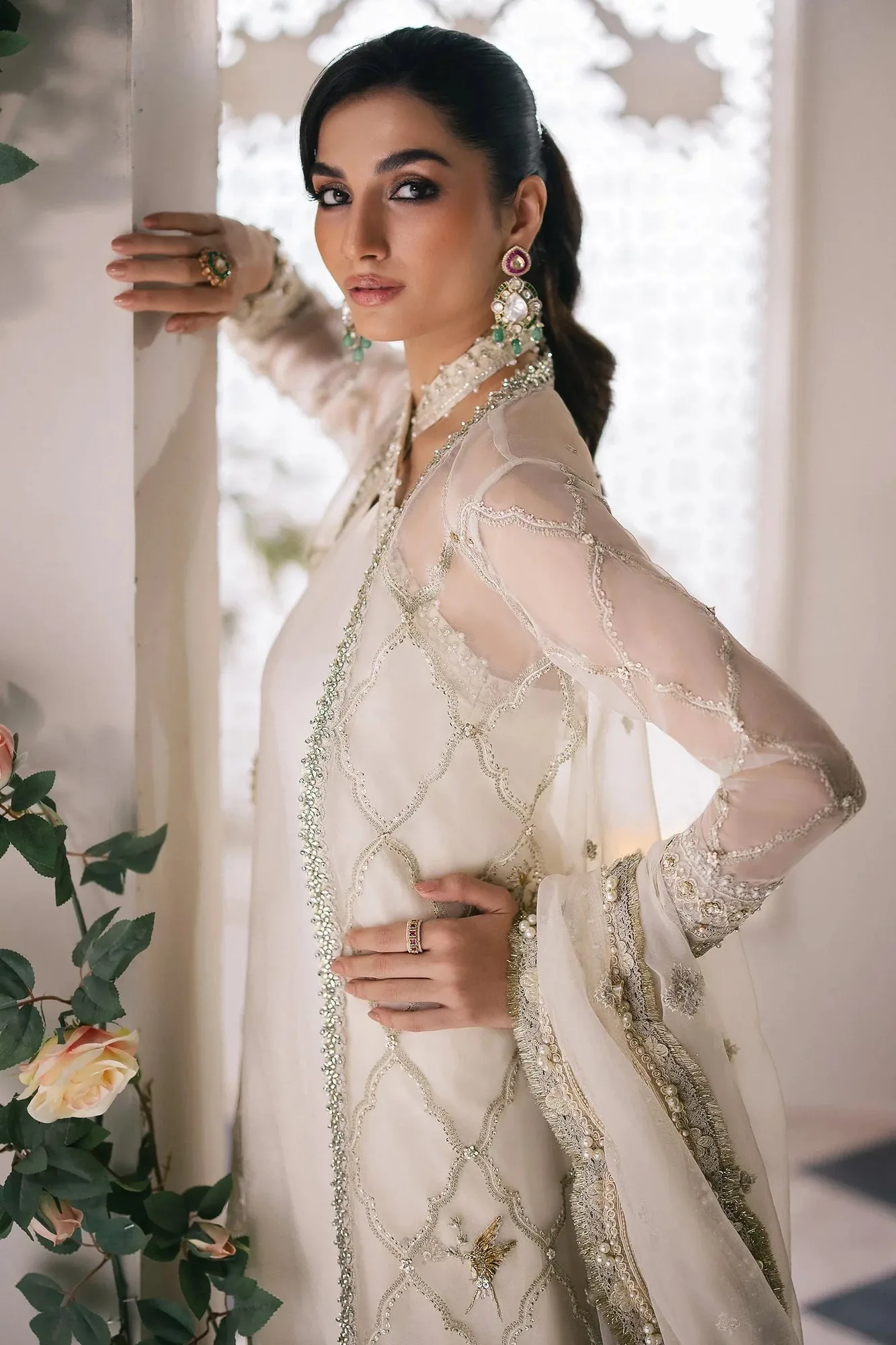 Zaha Gossamer Formals 24 Ivory Organza – view 4 – Poshaq