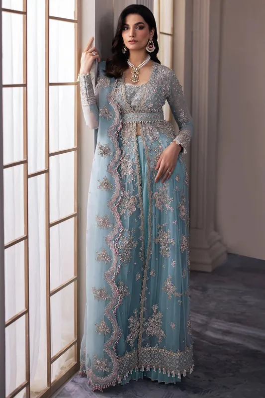 Zaha Gossamer Formals 24 Blue Organza – view 1 – Poshaq