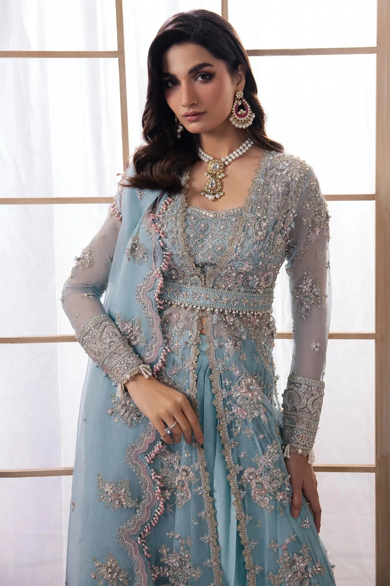 Zaha Gossamer Formals 24 Blue Organza – view 3 – Poshaq