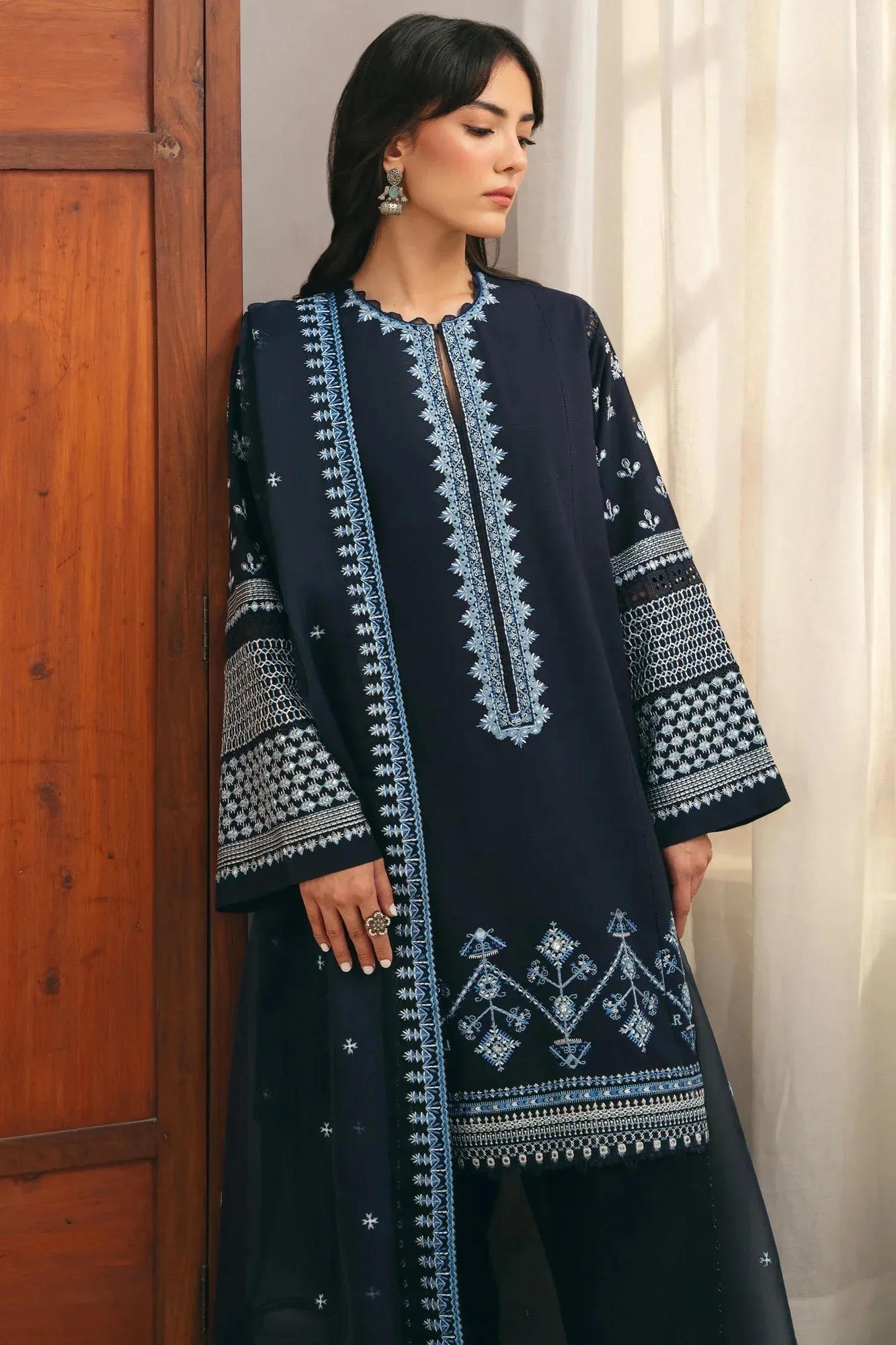 Zaha Aangan Ready to Wear Blue Organza – view 2 – Poshaq
