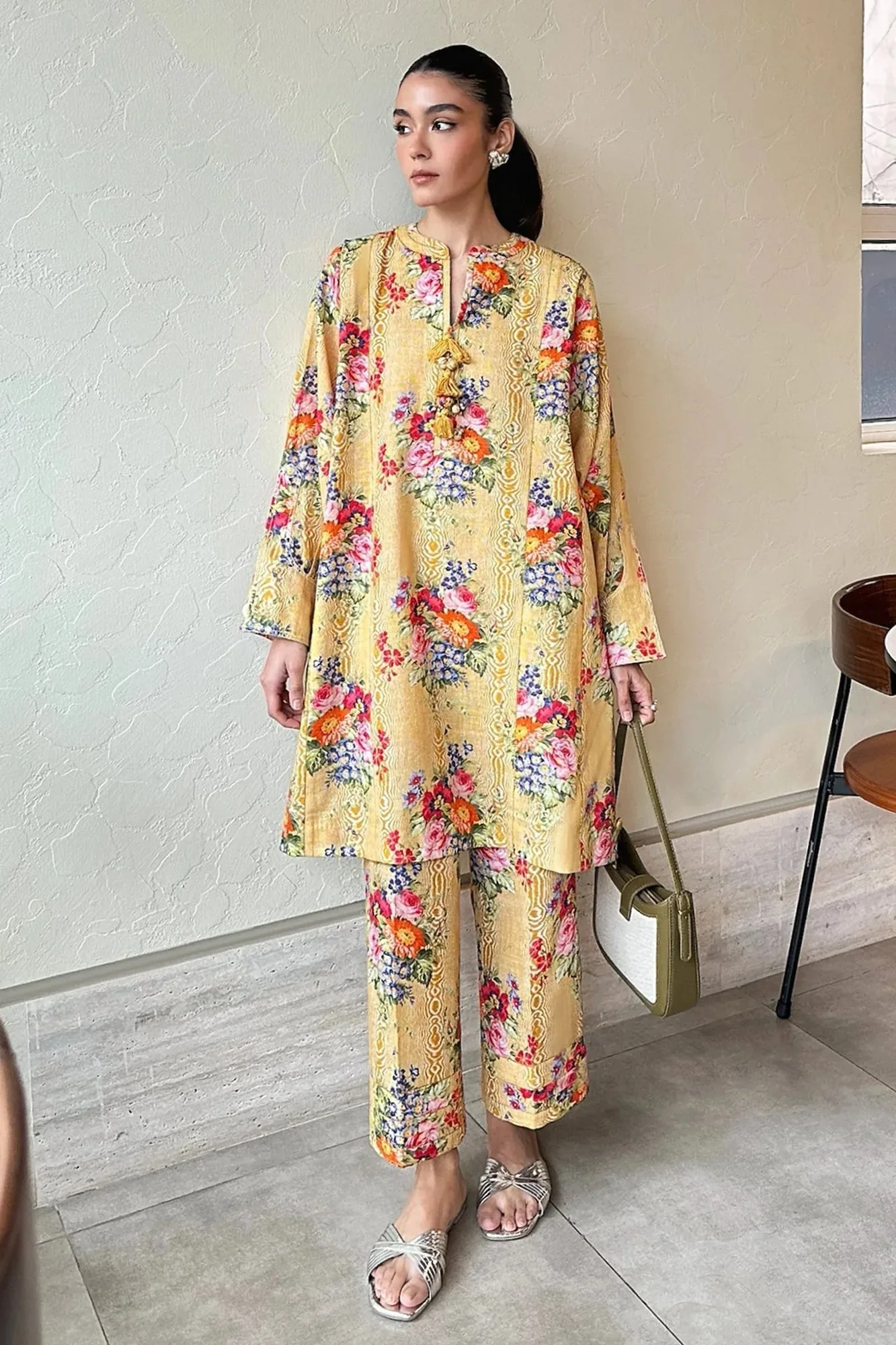 Zaha Trechic Pret 24 Yellow Khaddar – view 1 – Poshaq