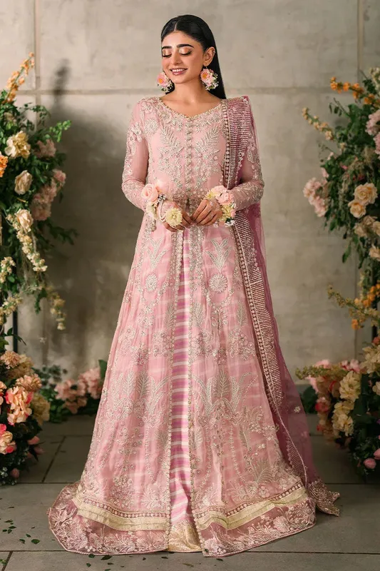 Mushq Matani Evening Luxury Chiffon Pink Chiffon – view 1 – Poshaq