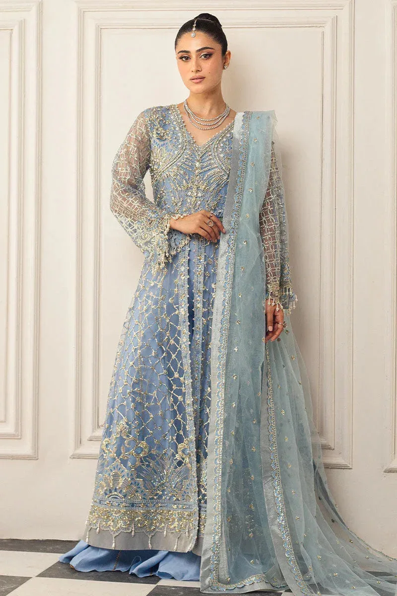 Mushq Hemline Aura Debut Wedding Formals Blue Raw Silk – view 1 – Poshaq