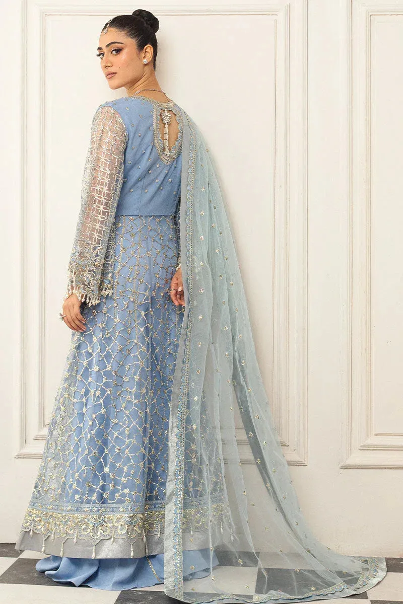 Mushq Hemline Aura Debut Wedding Formals Blue Raw Silk – view 2 – Poshaq