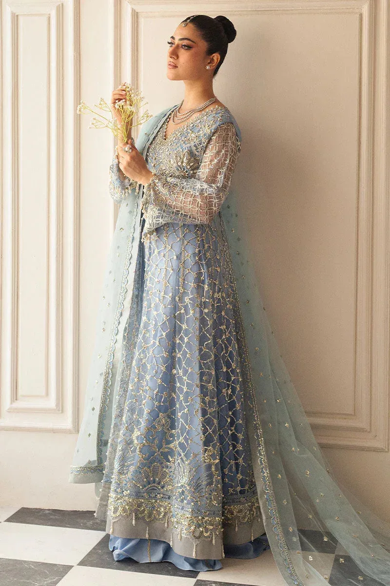 Mushq Hemline Aura Debut Wedding Formals Blue Raw Silk – view 6 – Poshaq