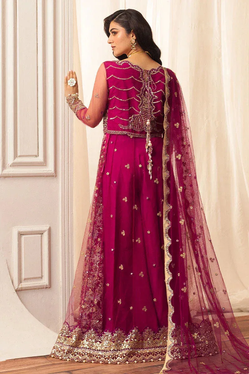 Mushq Hemline Aura Debut Wedding Formals Magenta Raw Silk – view 2 – Poshaq