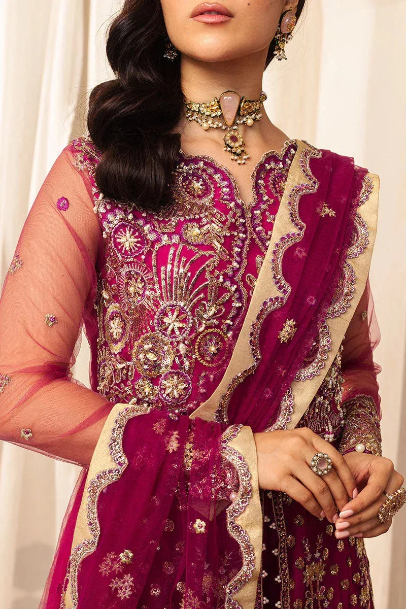 Mushq Hemline Aura Debut Wedding Formals Magenta Raw Silk – view 3 – Poshaq