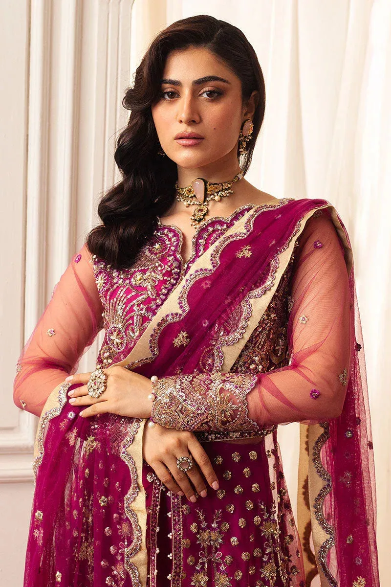 Mushq Hemline Aura Debut Wedding Formals Magenta Raw Silk – view 4 – Poshaq