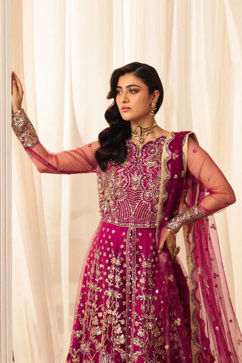 Mushq Hemline Aura Debut Wedding Formals Magenta Raw Silk – view 5 – Poshaq