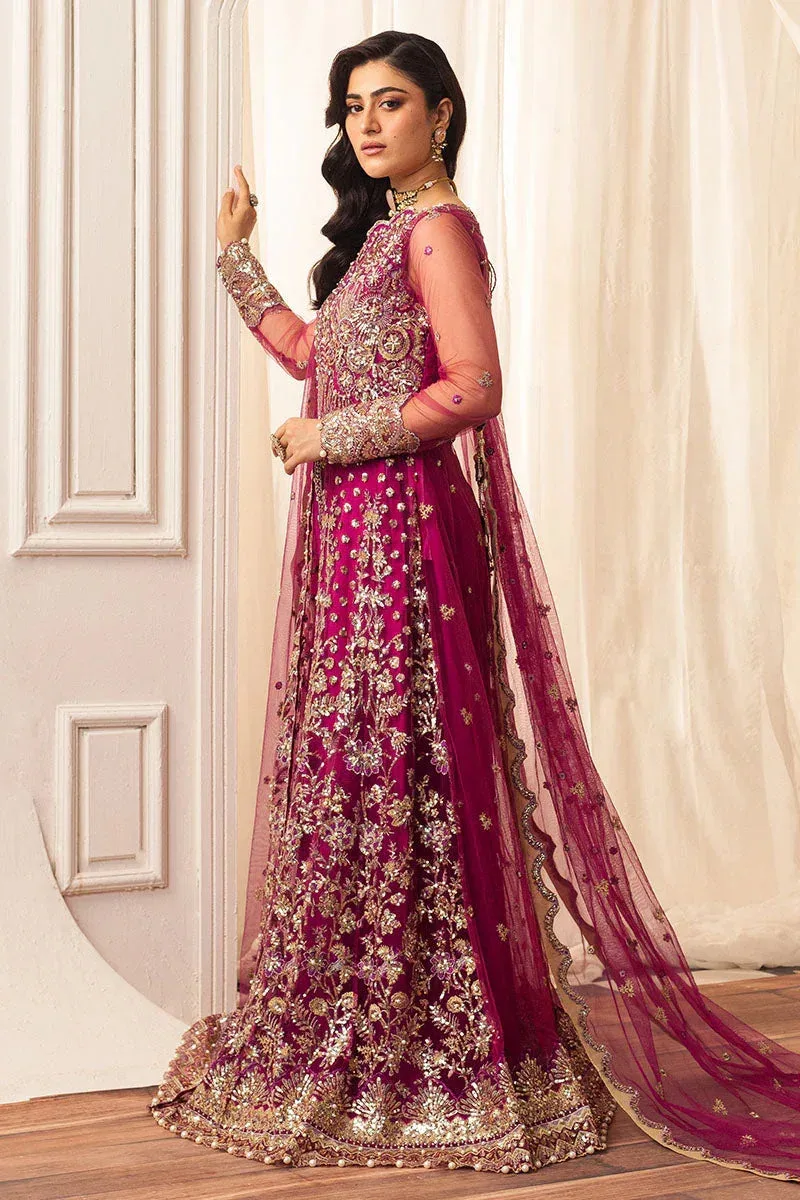 Mushq Hemline Aura Debut Wedding Formals Magenta Raw Silk – view 6 – Poshaq