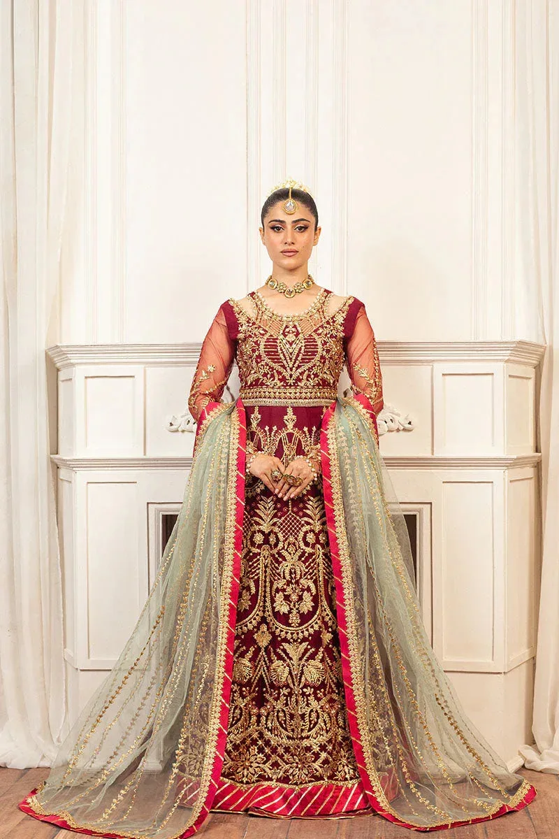 Mushq Hemline Aura Debut Wedding Formals Maroon Raw Silk – view 1 – Poshaq